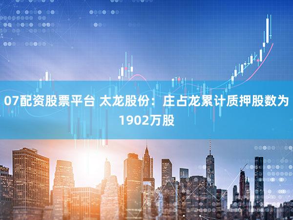 07配资股票平台 太龙股份：庄占龙累计质押股数为1902万股
