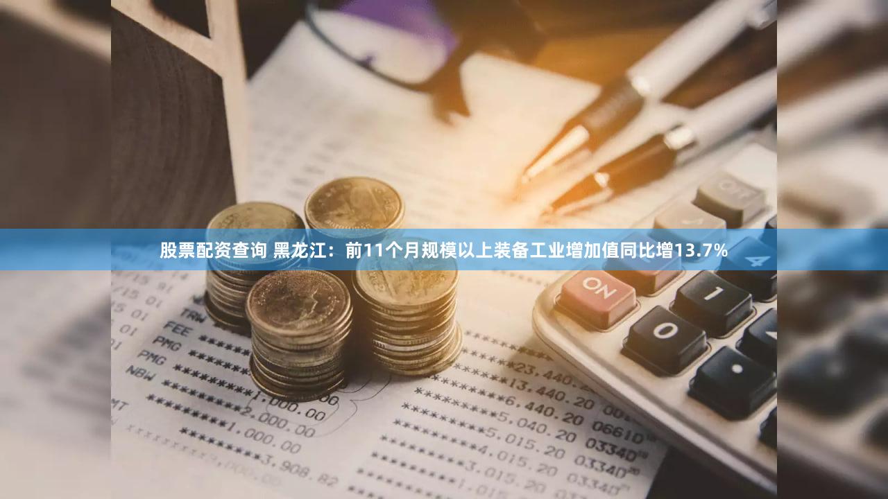 股票配资查询 黑龙江：前11个月规模以上装备工业增加值同比增13.7%